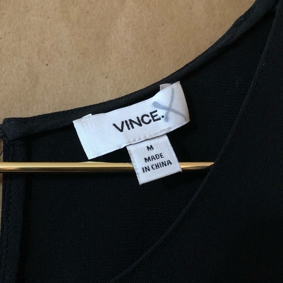 Vince | Bonded Sleeveless High Neck Longline Tunic Tank Top Black Size M - Picture 3 of 9